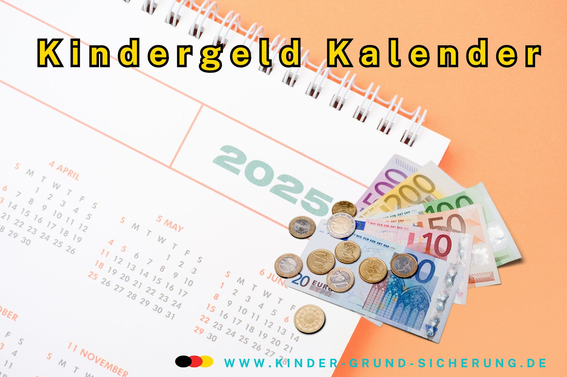 Kalender 2025 mit Geldnoten